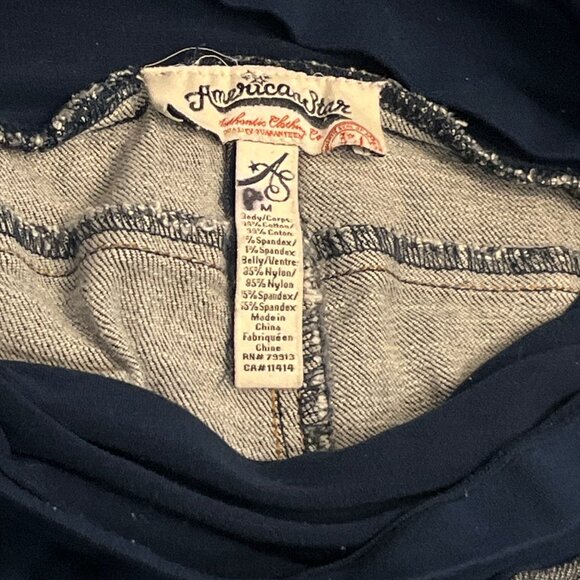 AMERICAN STAR Long Maternity Shorts Size Medium Stretchy Greyish Blue Denim - Picture 4 of 7